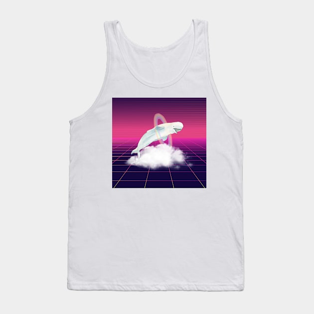 Happy Synthwave Whale Tank Top by 80snerd